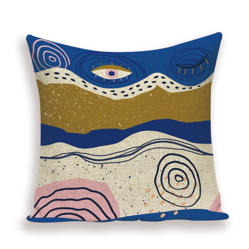 Shabby Abstract Cushions Cover Eye Geometric Patterns Pillow Case Printed Linen Cushion Cases Girl Sofa Pillows Covers Kissen