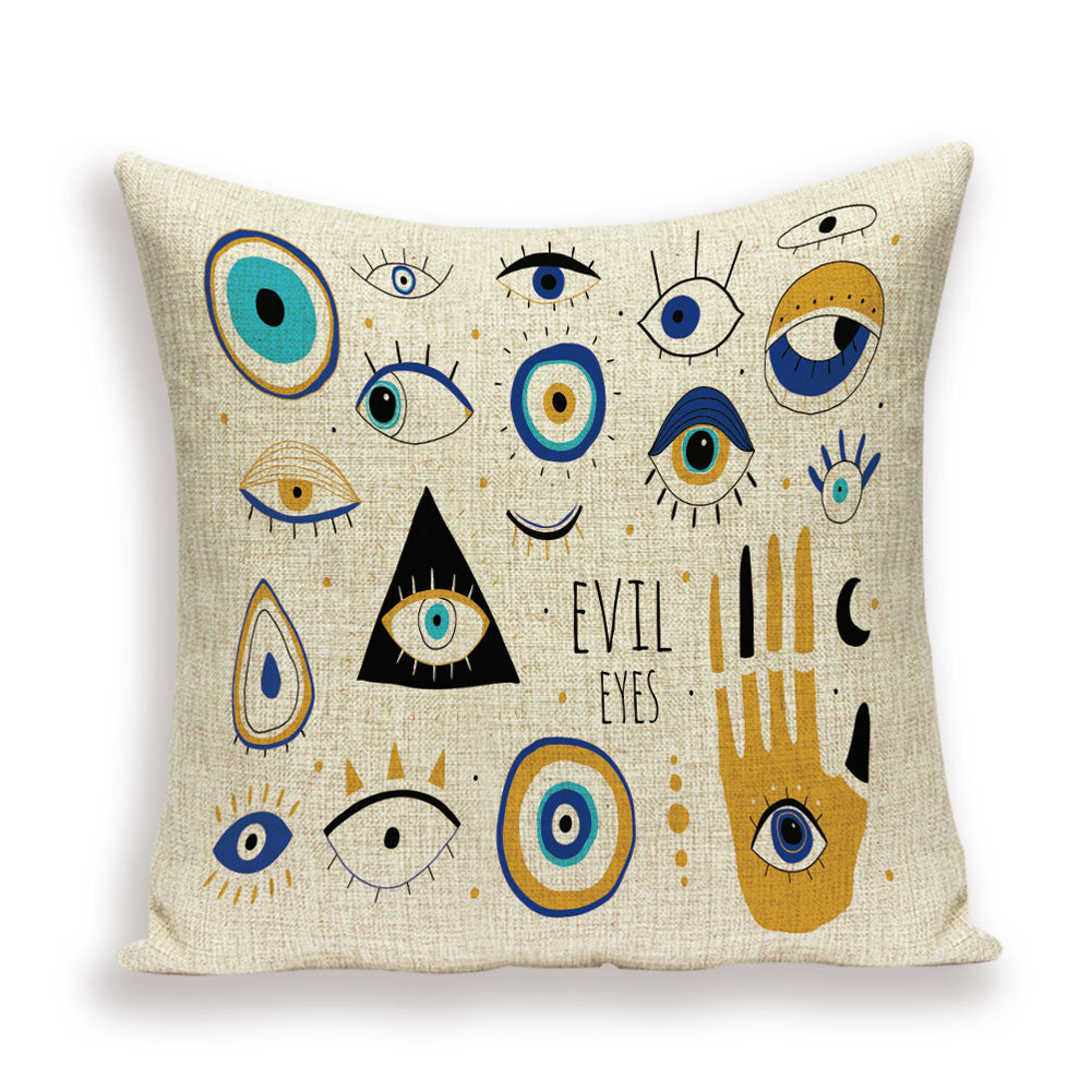Shabby Abstract Cushions Cover Eye Geometric Patterns Pillow Case Printed Linen Cushion Cases Girl Sofa Pillows Covers Kissen