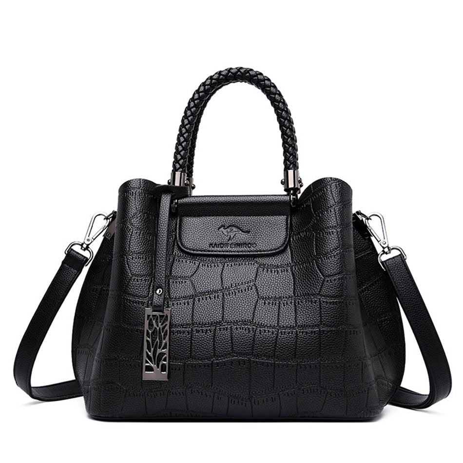 Hand-knitted Luxury Handbags Women Bags Designer Stone Pattern Ladies Handbag Crossbody Bags For Women Shoulder Messenger Bag