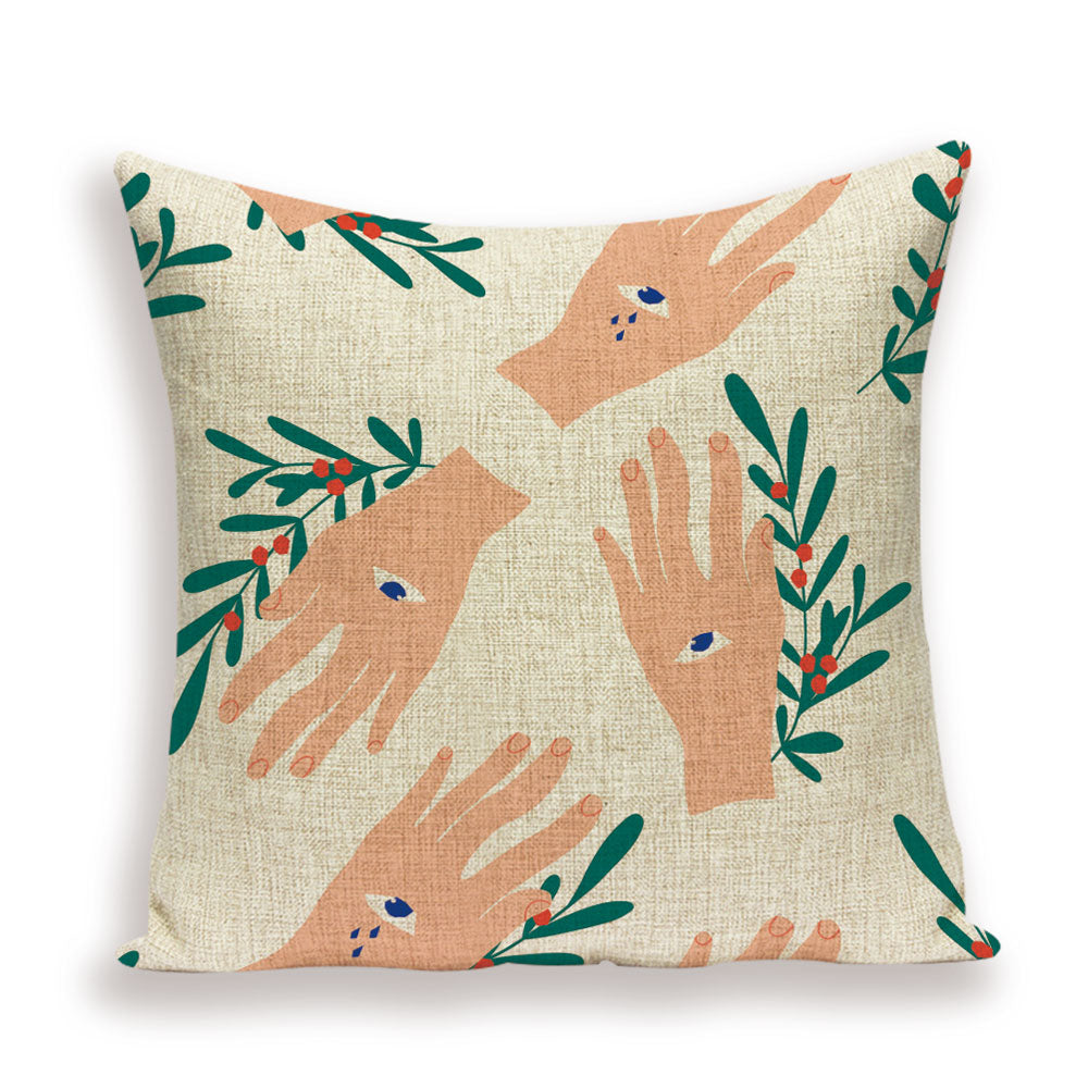 Shabby Abstract Cushions Cover Eye Geometric Patterns Pillow Case Printed Linen Cushion Cases Girl Sofa Pillows Covers Kissen