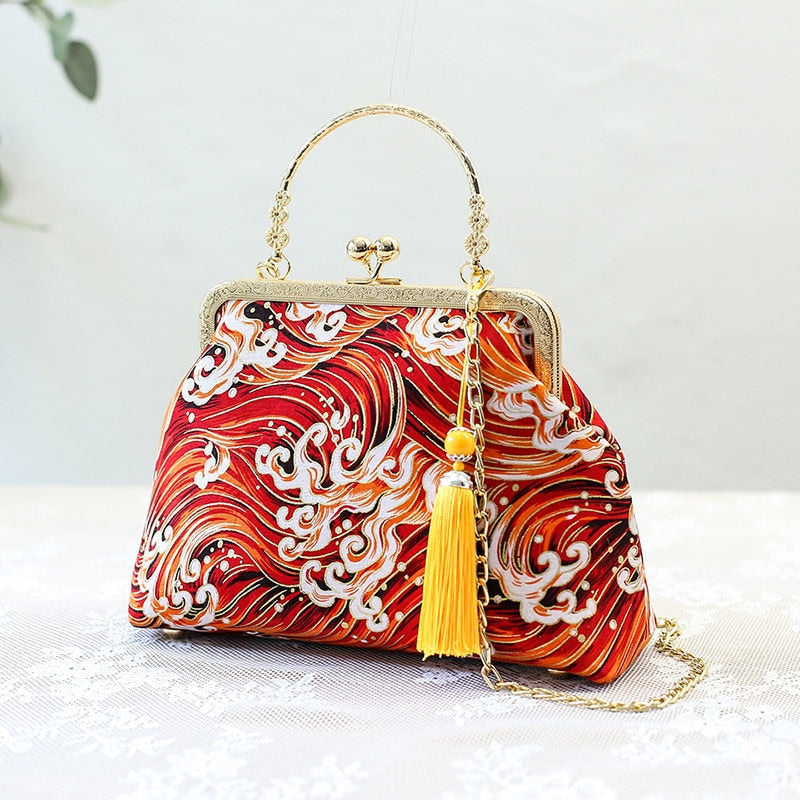 Fashion Vintage Fringe Bag Small Shell Bags Chain Women Shoulder Crossbody Bag Crane Flying Women's Handbags Purses