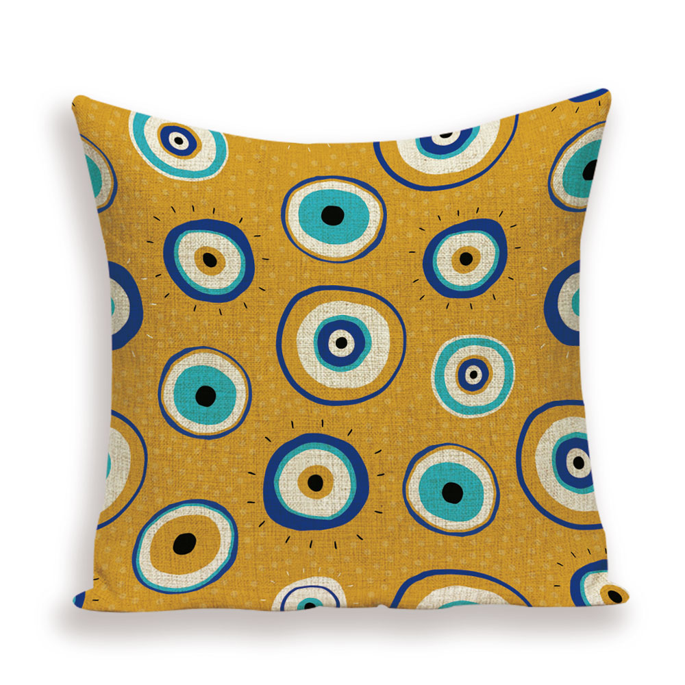Shabby Abstract Cushions Cover Eye Geometric Patterns Pillow Case Printed Linen Cushion Cases Girl Sofa Pillows Covers Kissen