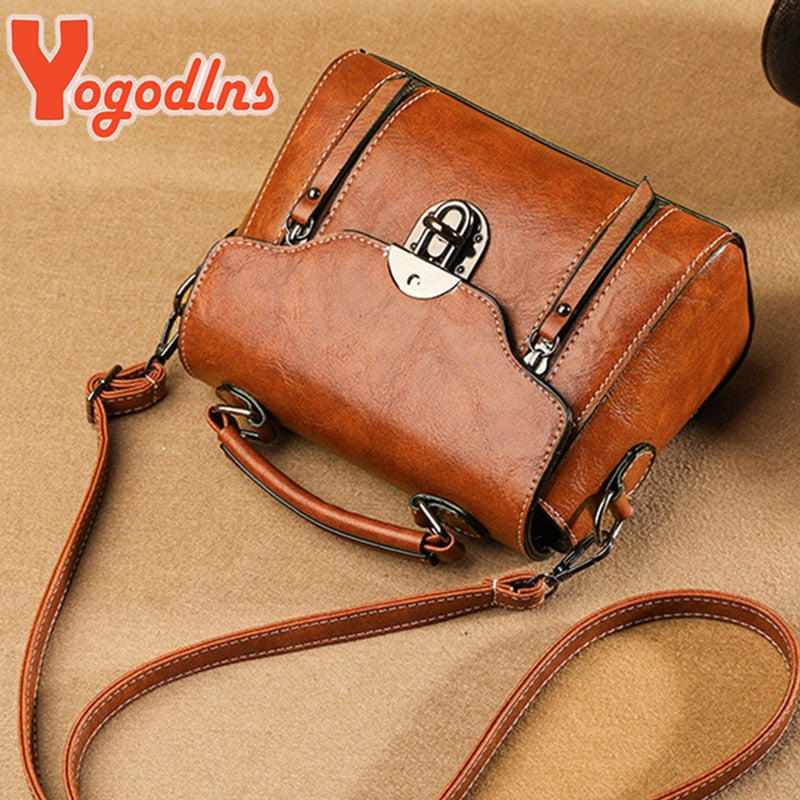 Yogodlns New Crossbody Bag For Women PU Leather Small Square Bag Fashion Shoulder Bag Vintage Lady Handbag Lock Messenge Bag