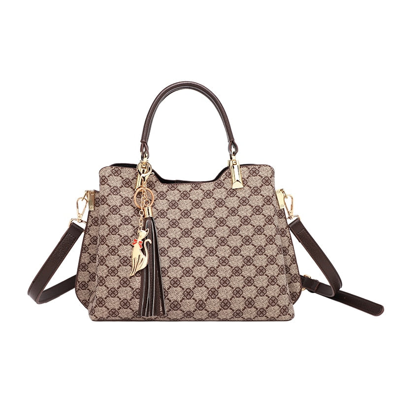 Shoulder Bag For Women 2022 2023 New Luxury Designer Crossbody Leather Vintage Fashion Ladies Shopper Mahjong Plaid Big Handbags