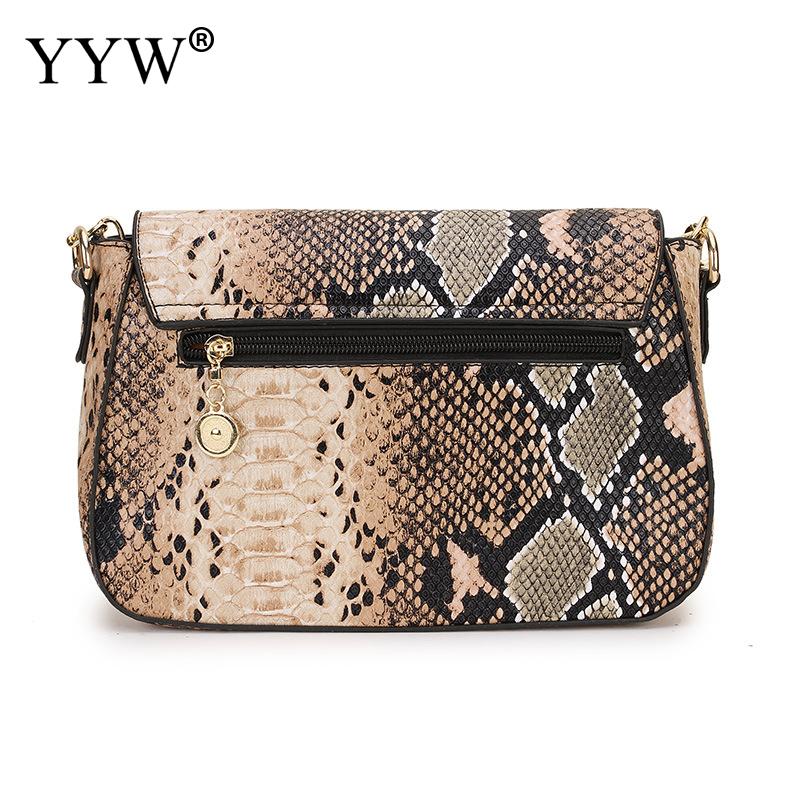 Female Pu Leather Chain Crossbody Bags New Fashion Small Snake Print Flap Shoulder Bag For Women Girls Square Messenger Bag
