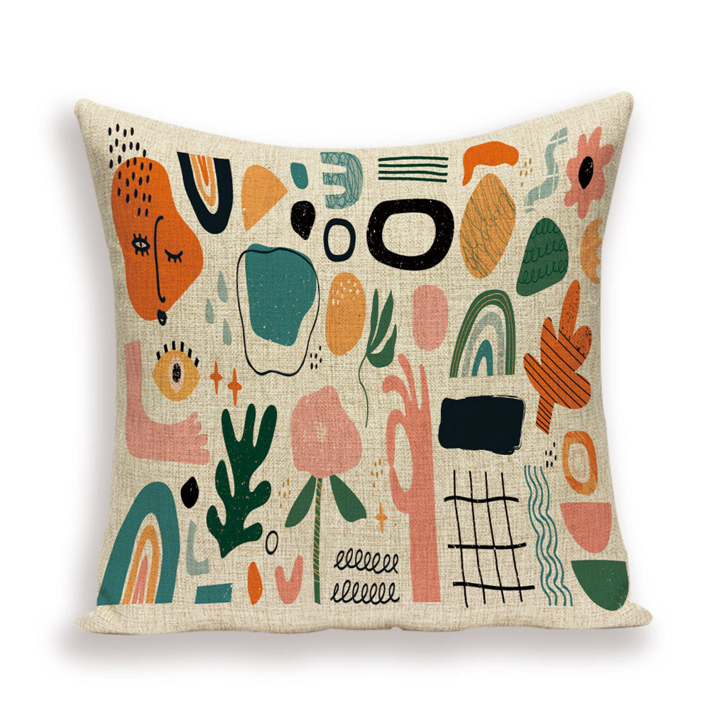 Shabby Abstract Cushions Cover Eye Geometric Patterns Pillow Case Printed Linen Cushion Cases Girl Sofa Pillows Covers Kissen