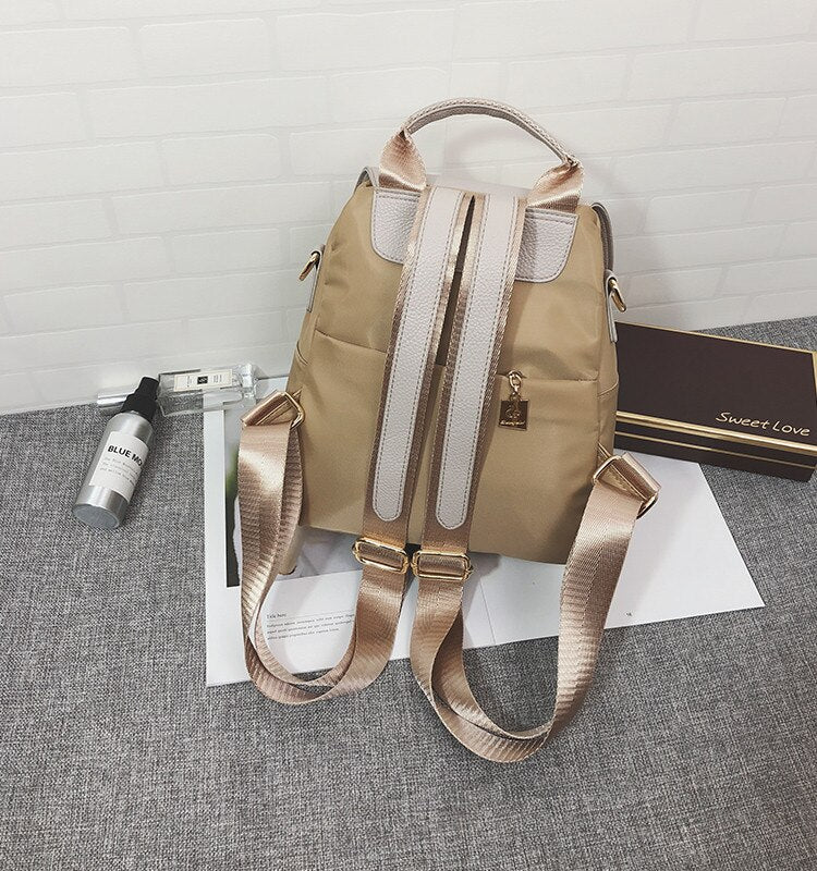 Female backpack shoulder bag women messenger PU leather and nylon backpacks Travel Bags mochila vintage College school bag black