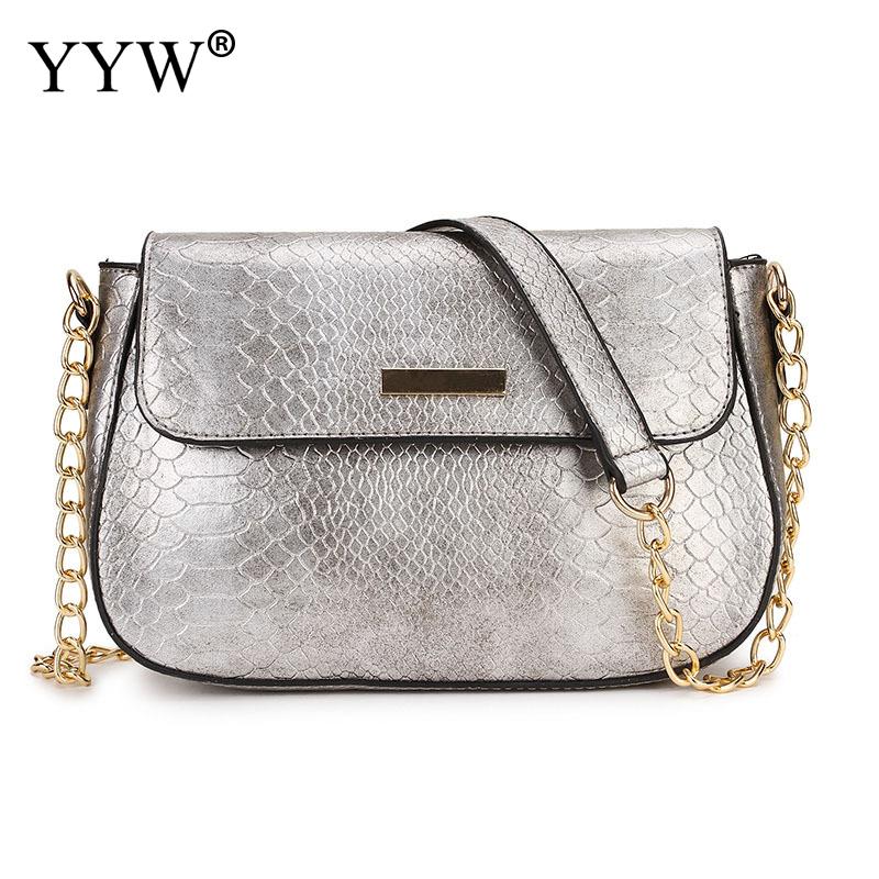 Female Pu Leather Chain Crossbody Bags New Fashion Small Snake Print Flap Shoulder Bag For Women Girls Square Messenger Bag