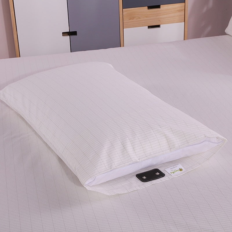 Conductive Pillow Case EMF Protection 50*75CM(20"x30") Silver Conductive with Grounding Connection Cord Organic Cotton earth