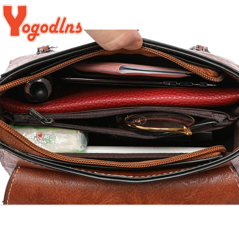 Yogodlns New Crossbody Bag For Women PU Leather Small Square Bag Fashion Shoulder Bag Vintage Lady Handbag Lock Messenge Bag