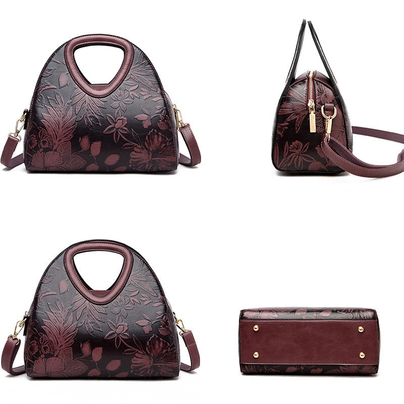 Women Leather Handbags Female Ladies Hand Hobos Bag Mother Shoulder Bag Chinese Style Crossbody Bags For Women 2019 Sac A Main