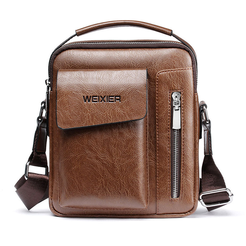 WEIXIER Men Shoulder Bags Crossbody Bag Multi-function Men's Handbags Capacity PU Leather Bag For Male Messenger Bags Tote Bag
