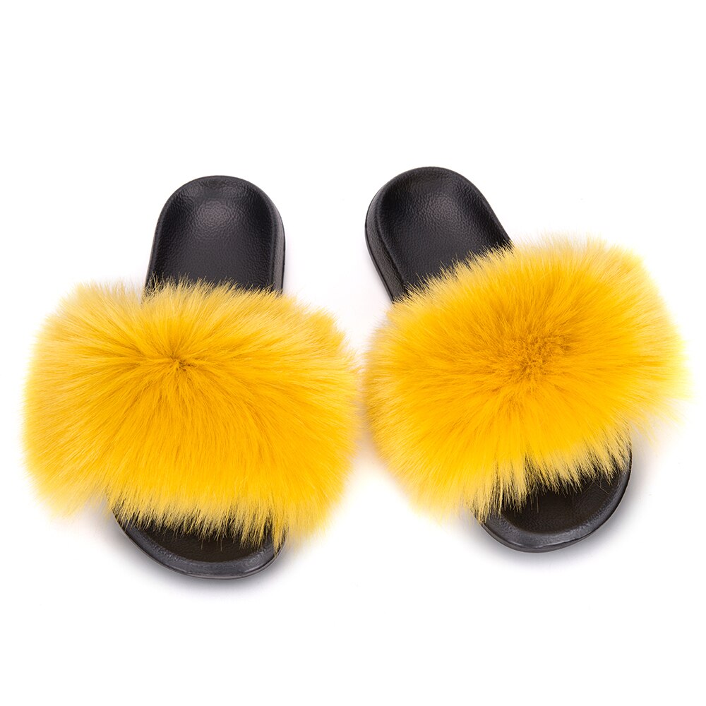 MPPM Faux Fur Slippers Fur Slides Fur Fluffy Sandals Girls Beach Home Plush Sliders Furry Flip Flops Women Shoes Woman
