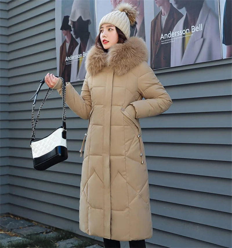 2022 New Snow Wear Coat Parkas Winter Jacket Women Hooded Fur Collar Parka Thick Warm Female Jackets Student Coats Wamen Clothes