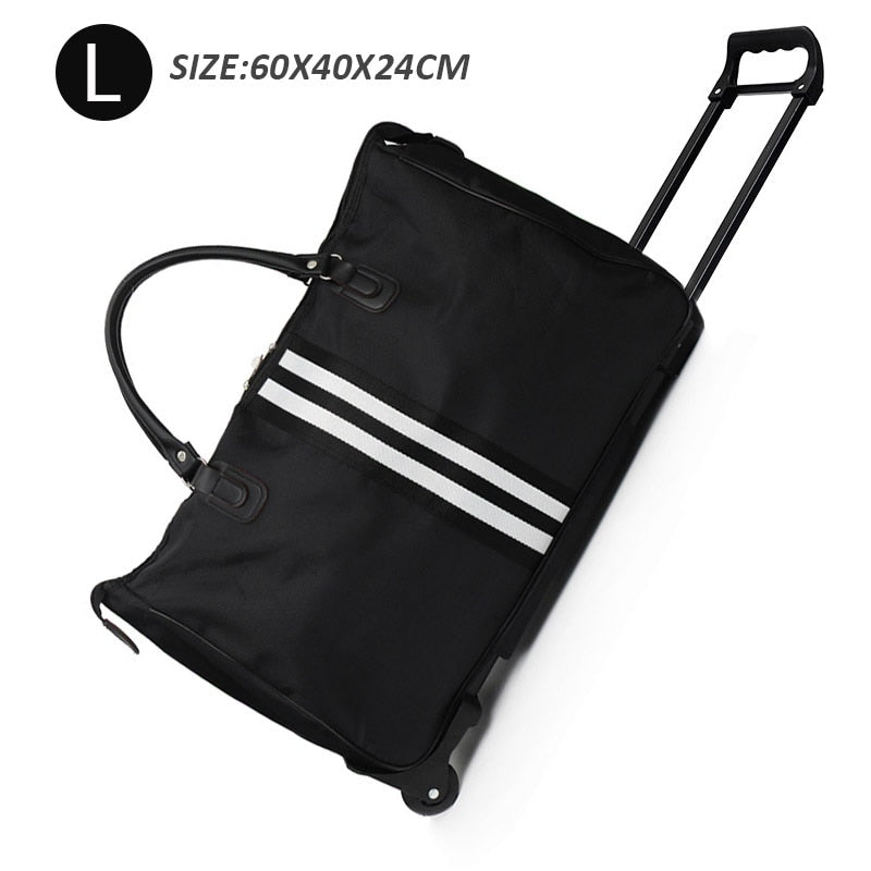 Striped Carry-Ons Bag Waterproof Nylon Trolly Bag For Traveling Men Travel Bags Foldable Cabin Suitcase With Wheels XA225C