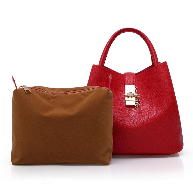 Woman shoulder bag Large capacity Handbag for Women Crossbody bag Lychee pattern PU Portable bucket bag ladies messenger bags
