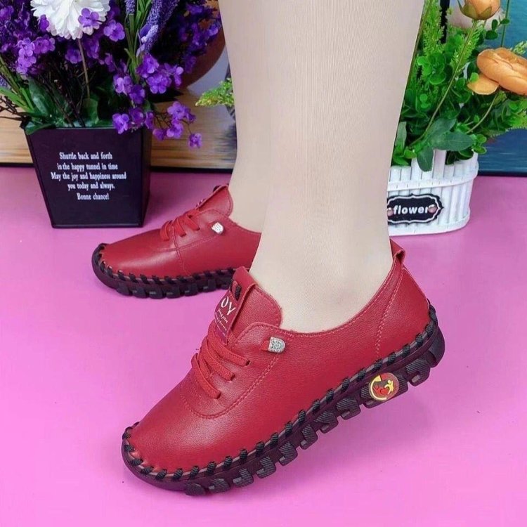 2022 New Spring Casual Women Shoes Platform Loafers 2022 Lace Up Leather Flats Slip-On Mom Shoe Mujer Zapatos Chaussure Femme