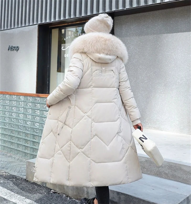 2022 New Snow Wear Coat Parkas Winter Jacket Women Hooded Fur Collar Parka Thick Warm Female Jackets Student Coats Wamen Clothes