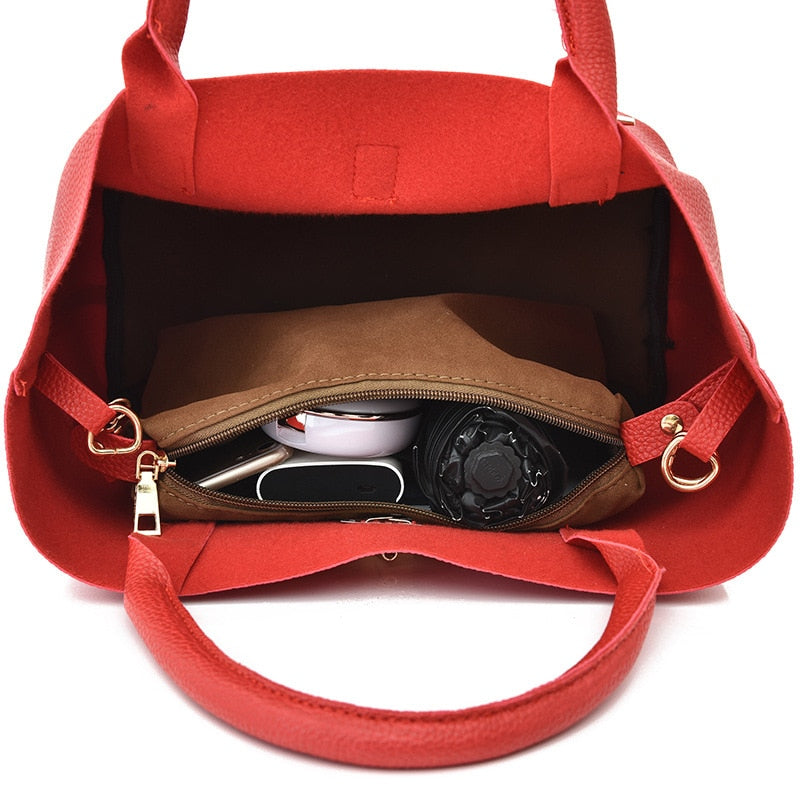 Woman shoulder bag Large capacity Handbag for Women Crossbody bag Lychee pattern PU Portable bucket bag ladies messenger bags