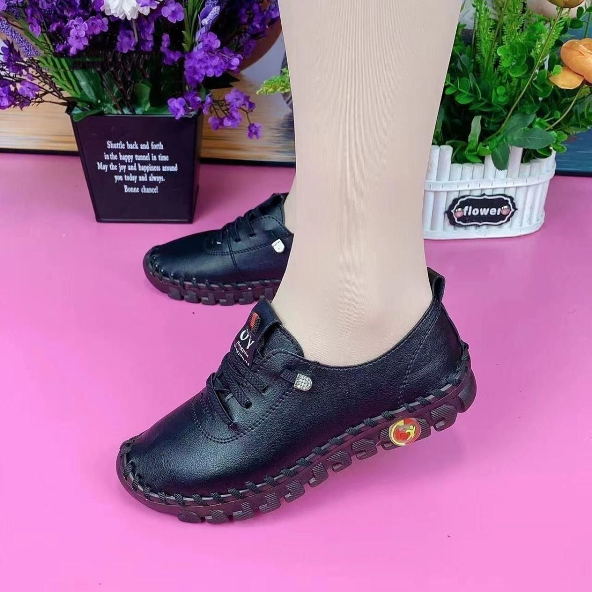 2022 New Spring Casual Women Shoes Platform Loafers 2022 Lace Up Leather Flats Slip-On Mom Shoe Mujer Zapatos Chaussure Femme