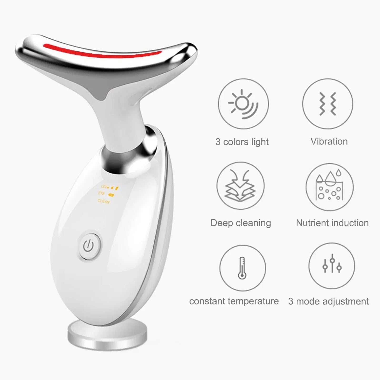 Neck Massager Facial Lift Three Light Modes Electric Skin Tightening Device LED Beauty Instrument