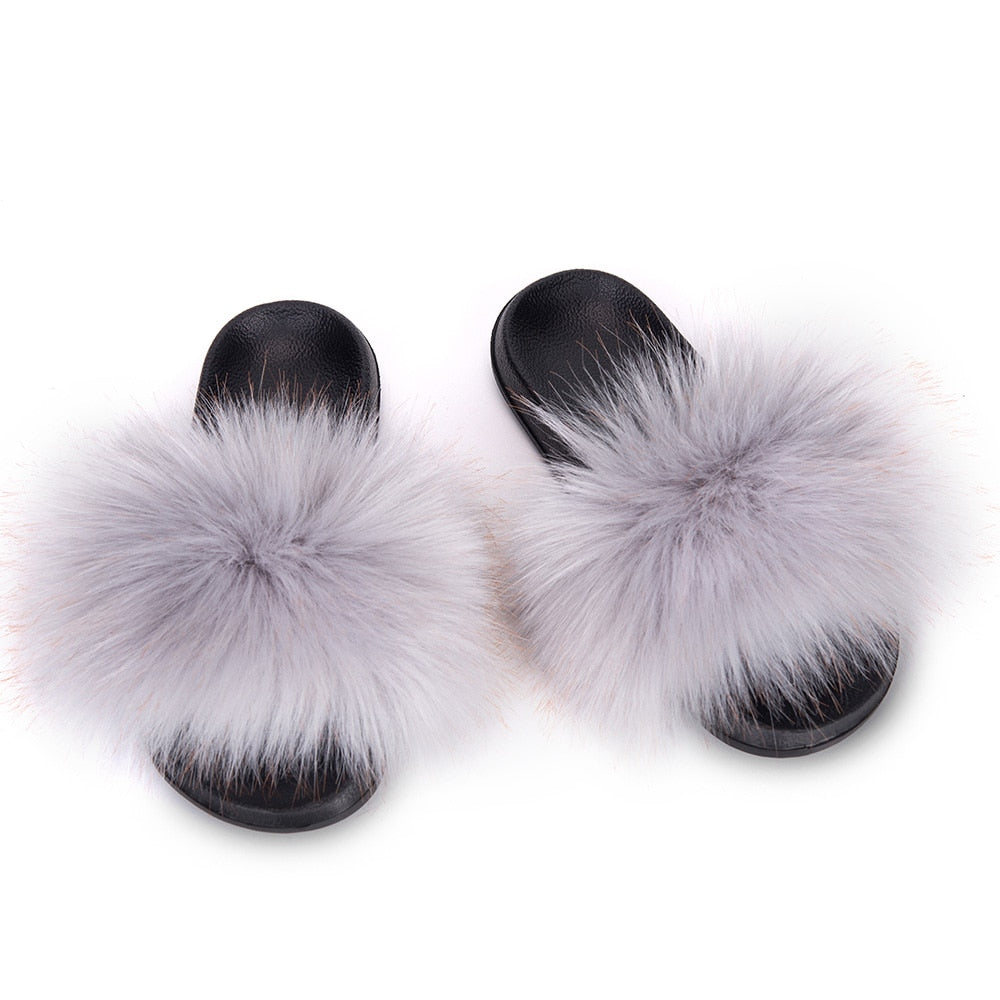 MPPM Faux Fur Slippers Fur Slides Fur Fluffy Sandals Girls Beach Home Plush Sliders Furry Flip Flops Women Shoes Woman