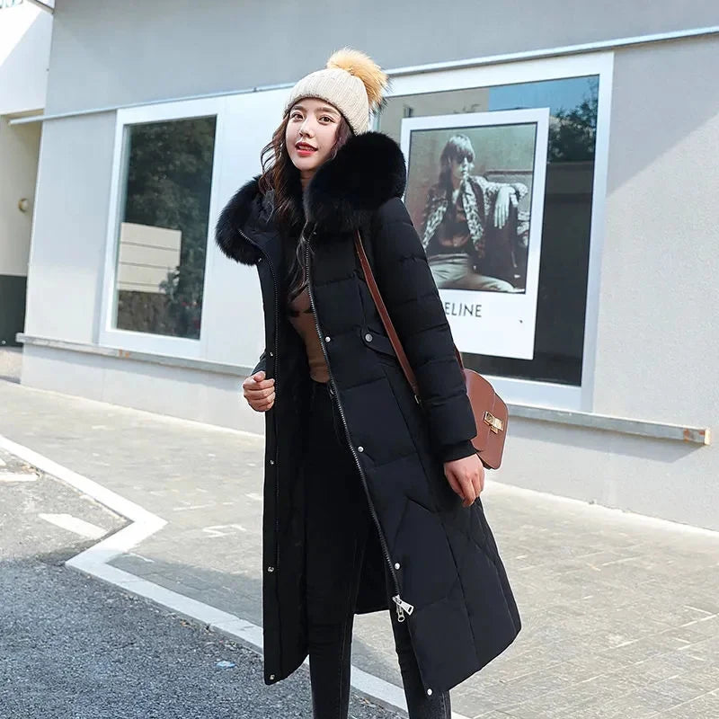 2022 New Snow Wear Coat Parkas Winter Jacket Women Hooded Fur Collar Parka Thick Warm Female Jackets Student Coats Wamen Clothes