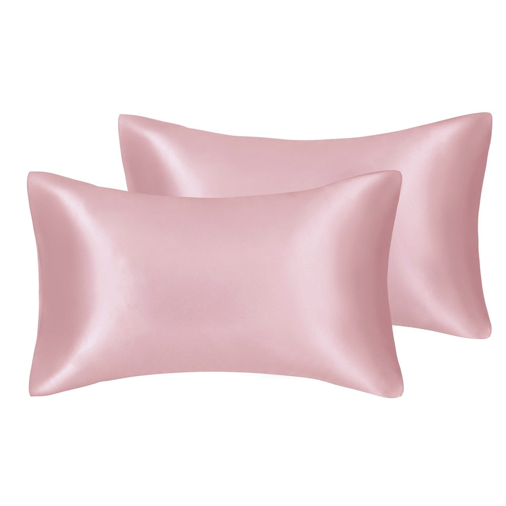 Solid High Quality Silky Satin Skin Care Pillowcase Hair Anti Pillow Case Queen King Full Size Pillow Cover For Sleep