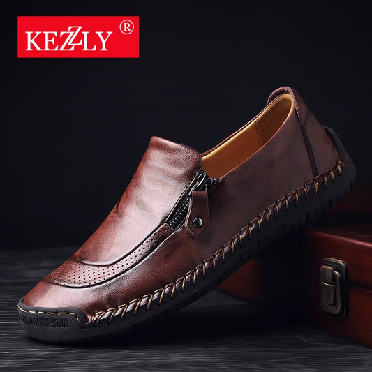 KEZZLY New big size 38-48 men casual shoes loafers spring and autumn mens moccasins shoes genuine leather men's flats shoes