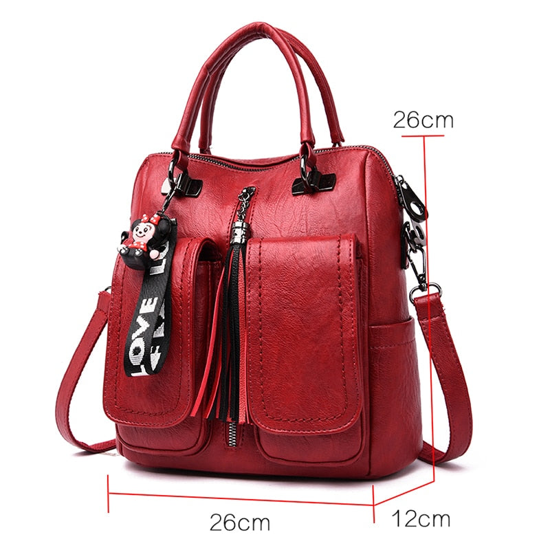 3-in-1 Women Backpacks Vintage Female Shoulder Bags Soft Leather Backpack Ladies Travel Back Pack Luxury Bags for Girls Mochila