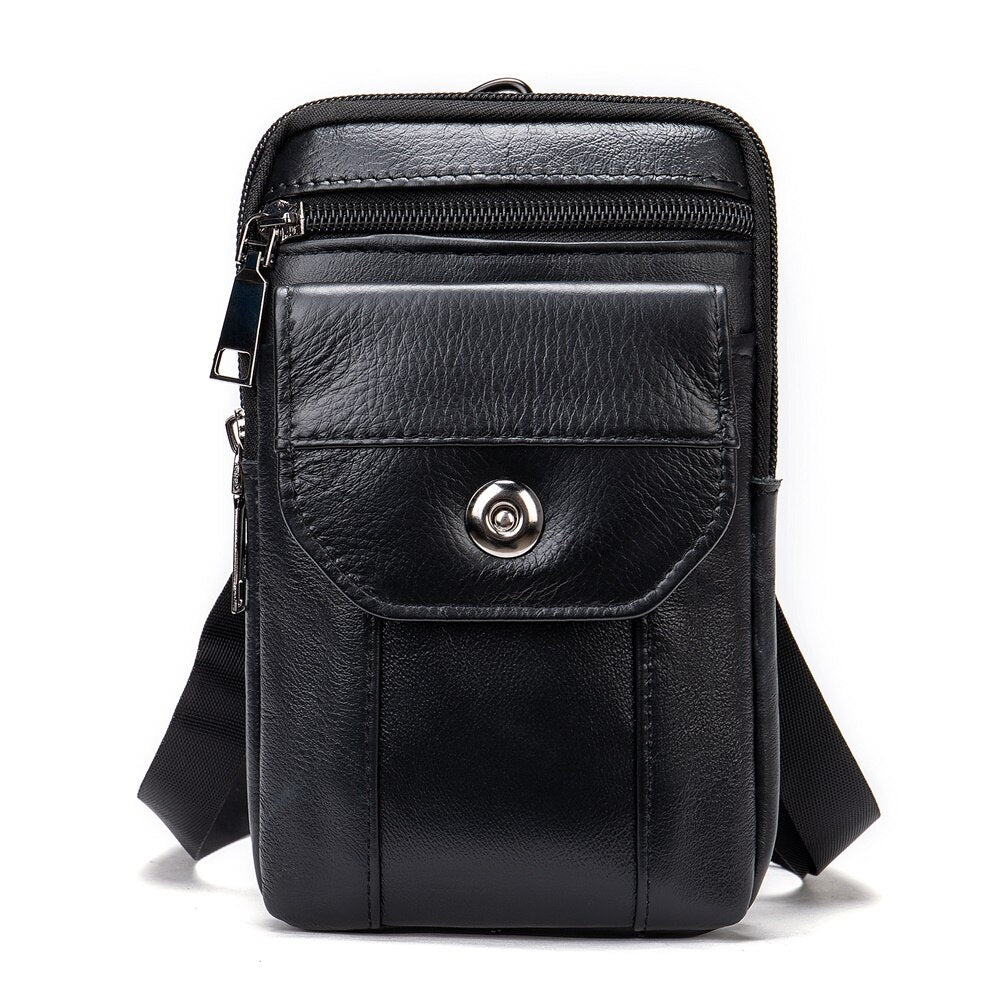 WESTAL Small Men's Bag Genuine Leather Flap Phone Belt Pouch Men's Shoulder Bags Men Leather Crossbody Bags Over The Shoulder