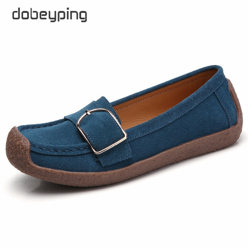 dobeyping Spring Autumn Shoes Woman Genuine Leather Women Flats Slip On Women's Loafers Female Moccasins Shoe Buckle Footwear