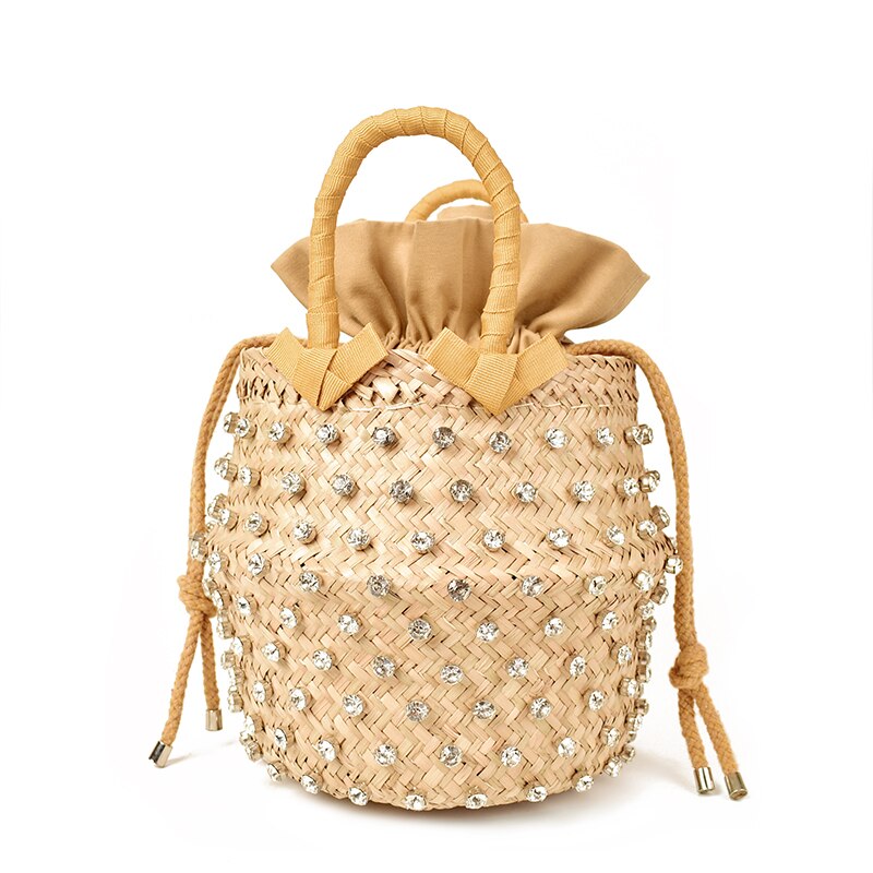 Artmomo Woven Crystal Embellished Tote Bag Rainbow Bucket Bag Women's Shoulder Bags Best Handbags 2020 Purses diamond bags
