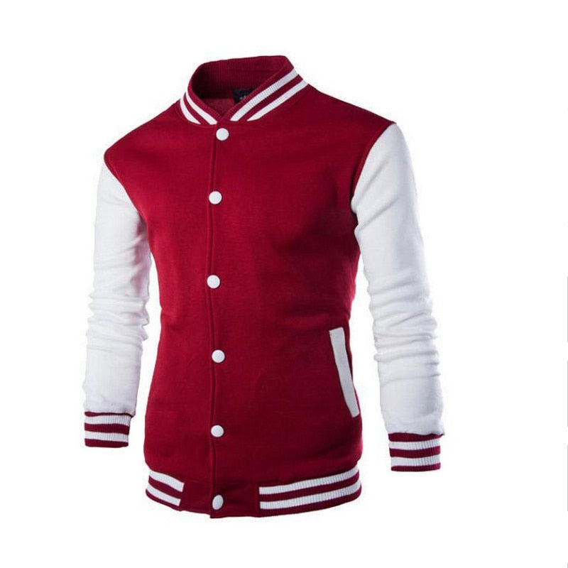 2021 New Arrival Single Casual Baseball Uniform Coat Male Bomber Jacket Men Rib Sleeve Brand Clothing Hot Sale Fleece Spliced