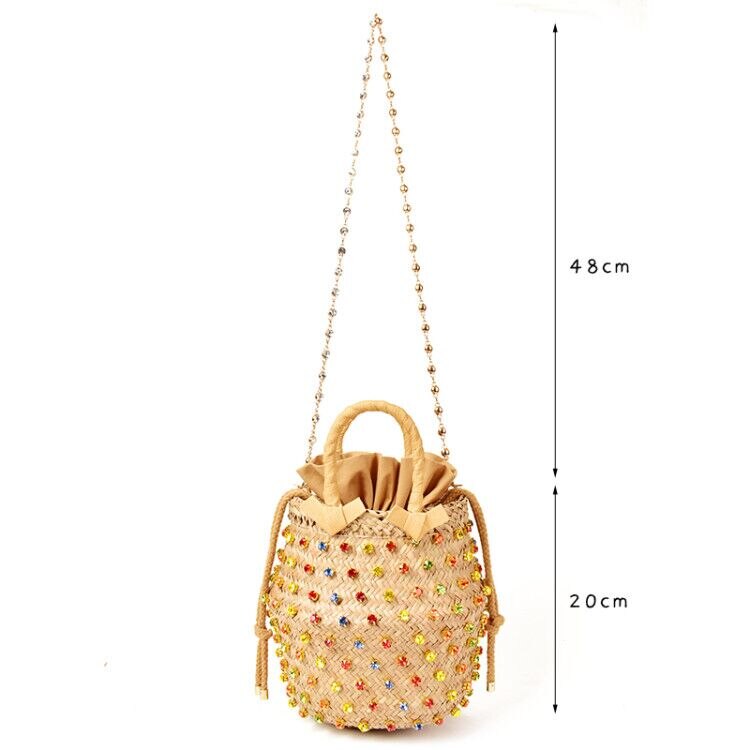 Artmomo Woven Crystal Embellished Tote Bag Rainbow Bucket Bag Women's Shoulder Bags Best Handbags 2020 Purses diamond bags