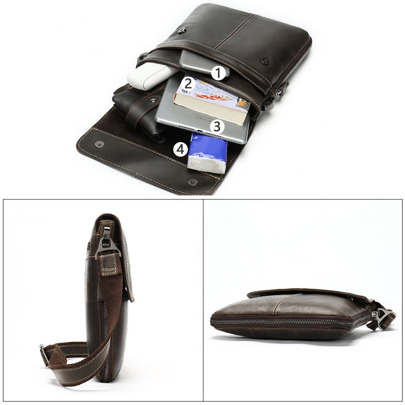 MVA Men's Shoulder Bag for Men Designer Bags Men's Genuine Leather Male Messenger Crossbody Bags Over The Shoulder Handbags 8006