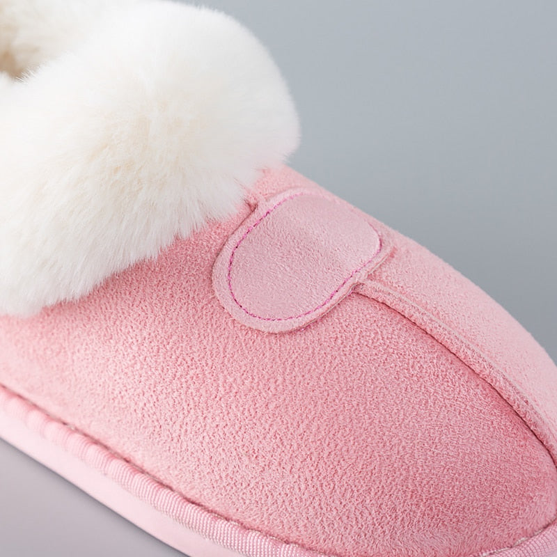 Women's Fluffy slippers Winter fur sliders house slippers for women Big size 14 warm non-slip Couple soft plush home shoes