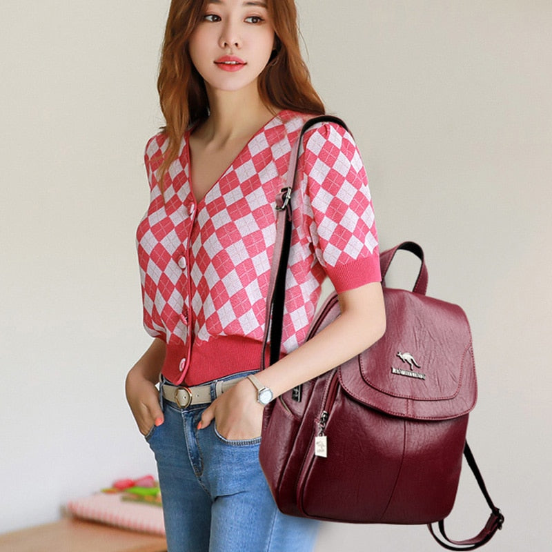 2021 Bagpack Women Leather Backpack Designer Shoulder Bags For Women BackPack School Bags For Teenage Girls Mochila Feminina