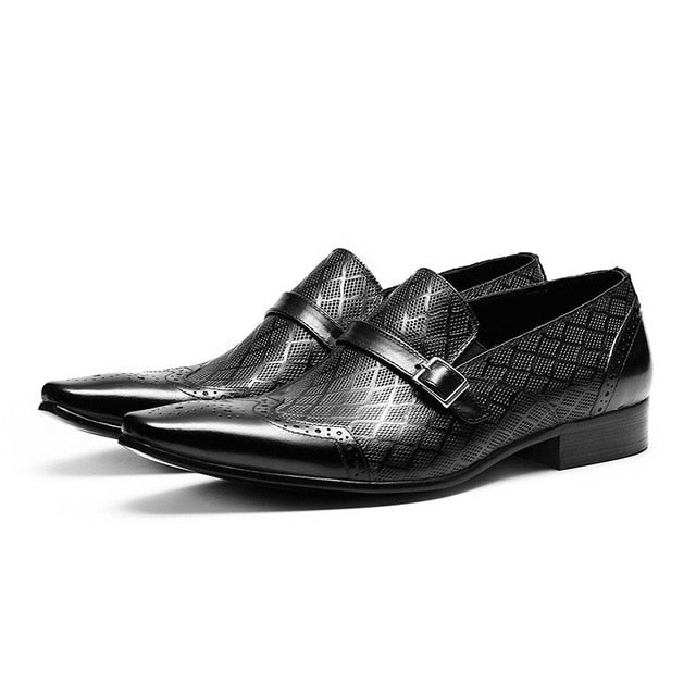 Italian Men's Formal Shoes Luxury Genuine Leather Handmade Black Wedding Soical Suit Buckle 2022 Autumn New Oxford Dress Loafers