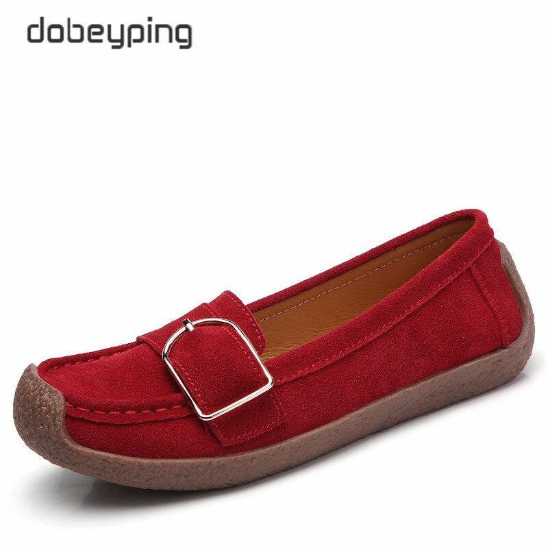 dobeyping Spring Autumn Shoes Woman Genuine Leather Women Flats Slip On Women's Loafers Female Moccasins Shoe Buckle Footwear
