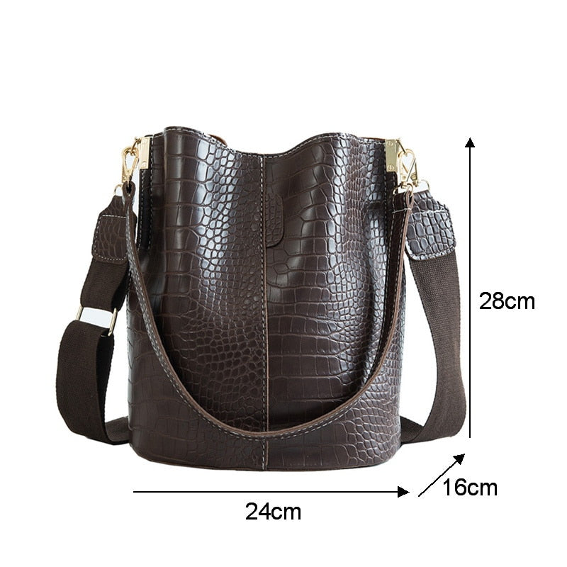 Ansloth Crocodile Crossbody Bag For Women Shoulder Bag Brand Designer Women Bags Luxury PU Leather Bag Bucket Bag Handbag HPS405