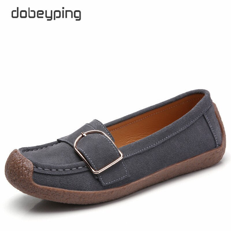 dobeyping Spring Autumn Shoes Woman Genuine Leather Women Flats Slip On Women's Loafers Female Moccasins Shoe Buckle Footwear
