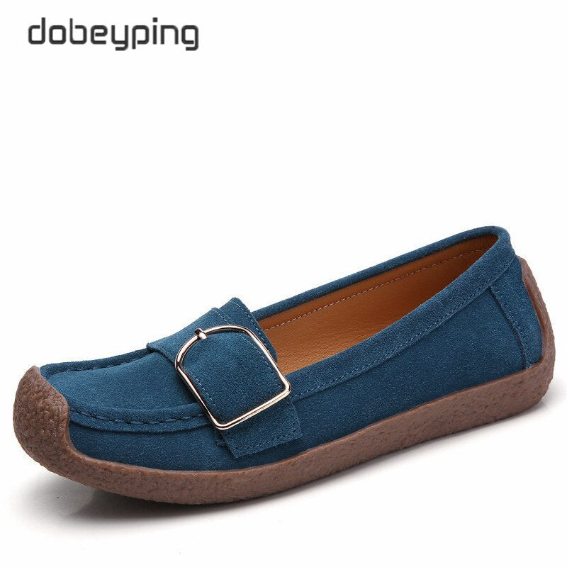 dobeyping Spring Autumn Shoes Woman Genuine Leather Women Flats Slip On Women's Loafers Female Moccasins Shoe Buckle Footwear