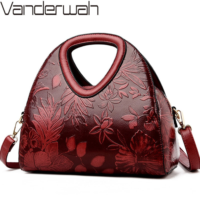 Women Leather Handbags Female Ladies Hand Hobos Bag Mother Shoulder Bag Chinese Style Crossbody Bags For Women 2019 Sac A Main