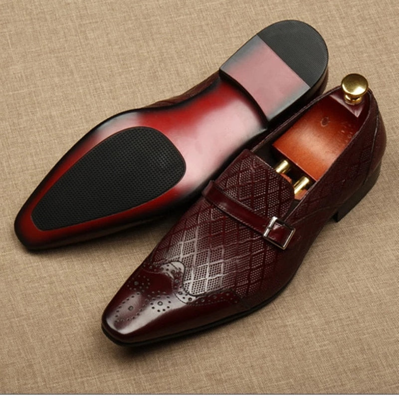 Italian Men's Formal Shoes Luxury Genuine Leather Handmade Black Wedding Soical Suit Buckle 2022 Autumn New Oxford Dress Loafers