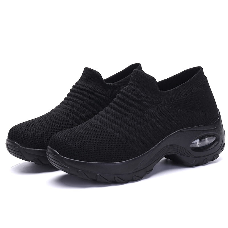 2022 Spring Women Breathable Shoes Woman Flat Slip on Platform Tenis for Women Mesh Sock Sneakers Shoes zapatillas aire mujer