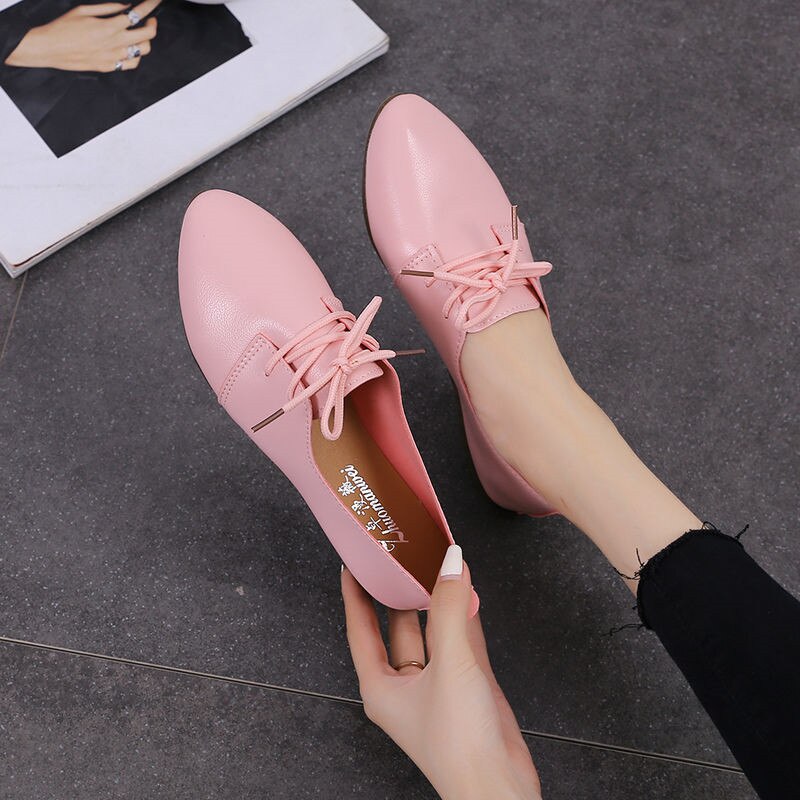 New Big Size 2021 Spring Women Flats Shoes Women Genuine Leather Flats Ladies Shoes Female Cutout Slip on Ballet Flat Loafers