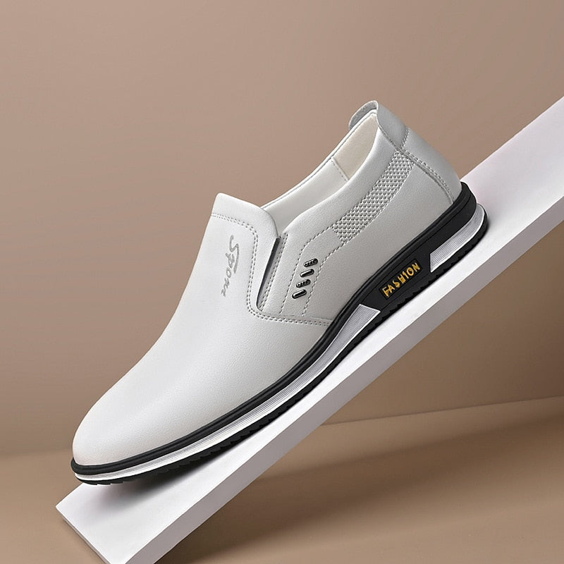 2021 shoes Men's casual leather spring winter men's casual shoes breathable British leather shoes white leather shoes slip-on