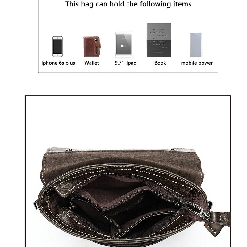 MVA Men's Shoulder Bag for Men Designer Bags Men's Genuine Leather Male Messenger Crossbody Bags Over The Shoulder Handbags 8006