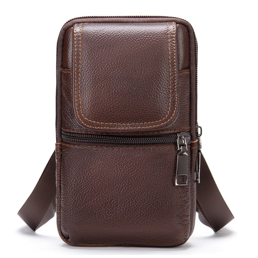 WESTAL Small Men's Bag Genuine Leather Flap Phone Belt Pouch Men's Shoulder Bags Men Leather Crossbody Bags Over The Shoulder